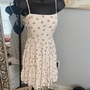White Floral Spaghetti-Strap Sundress